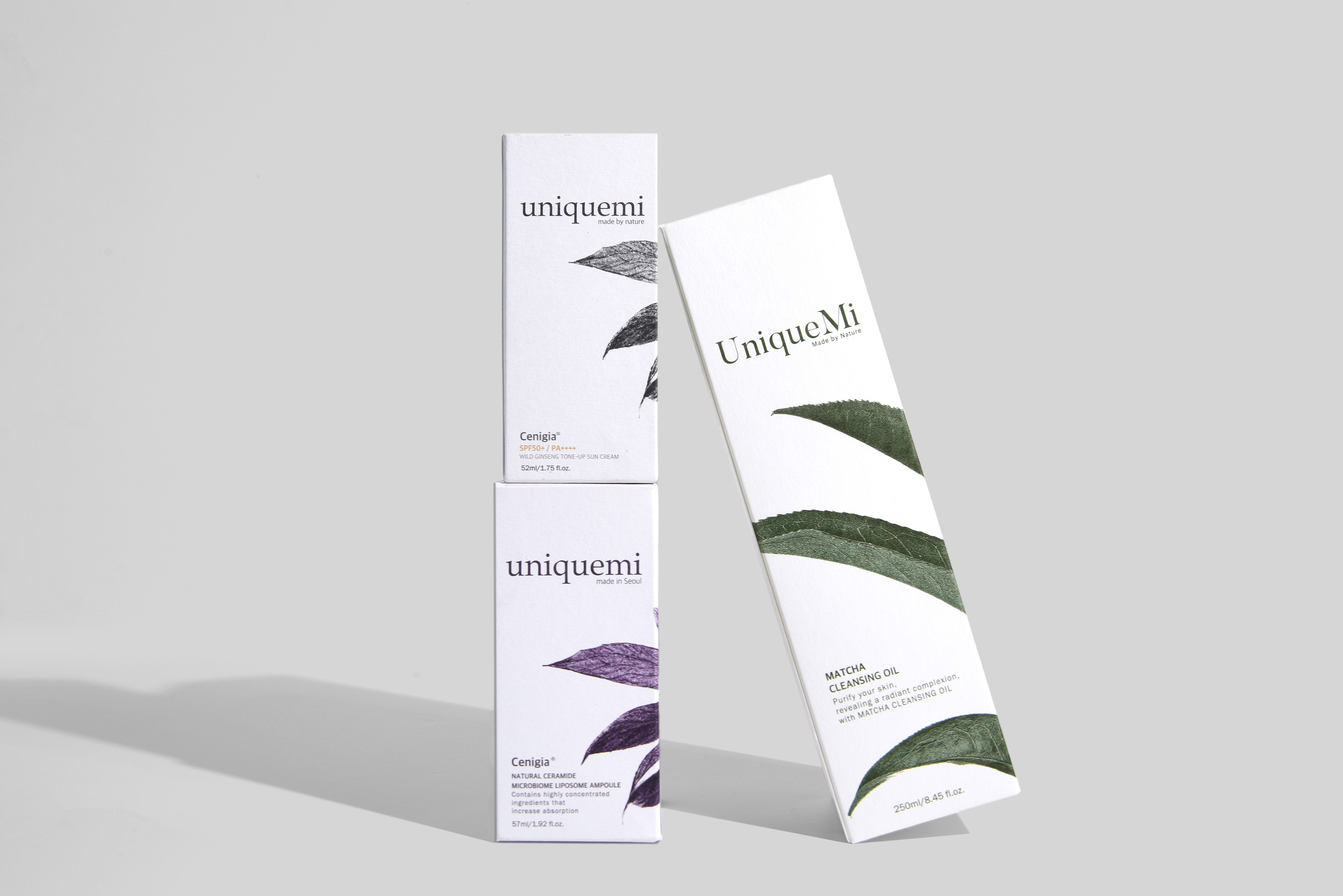 유니크미 클렌징오일, 앰플, 선크림 화장품 패키지 제작하여 2