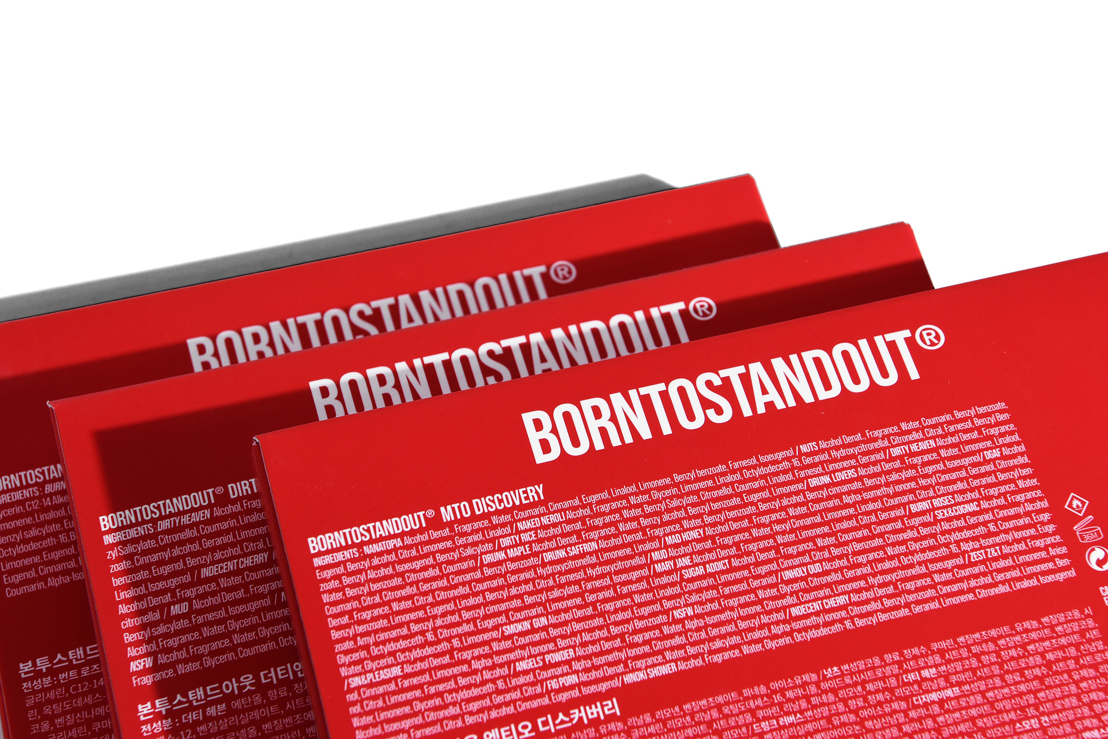 본투스탠드아웃 엠티오 디스커버리 향수 세트 패키지 제작하여 2