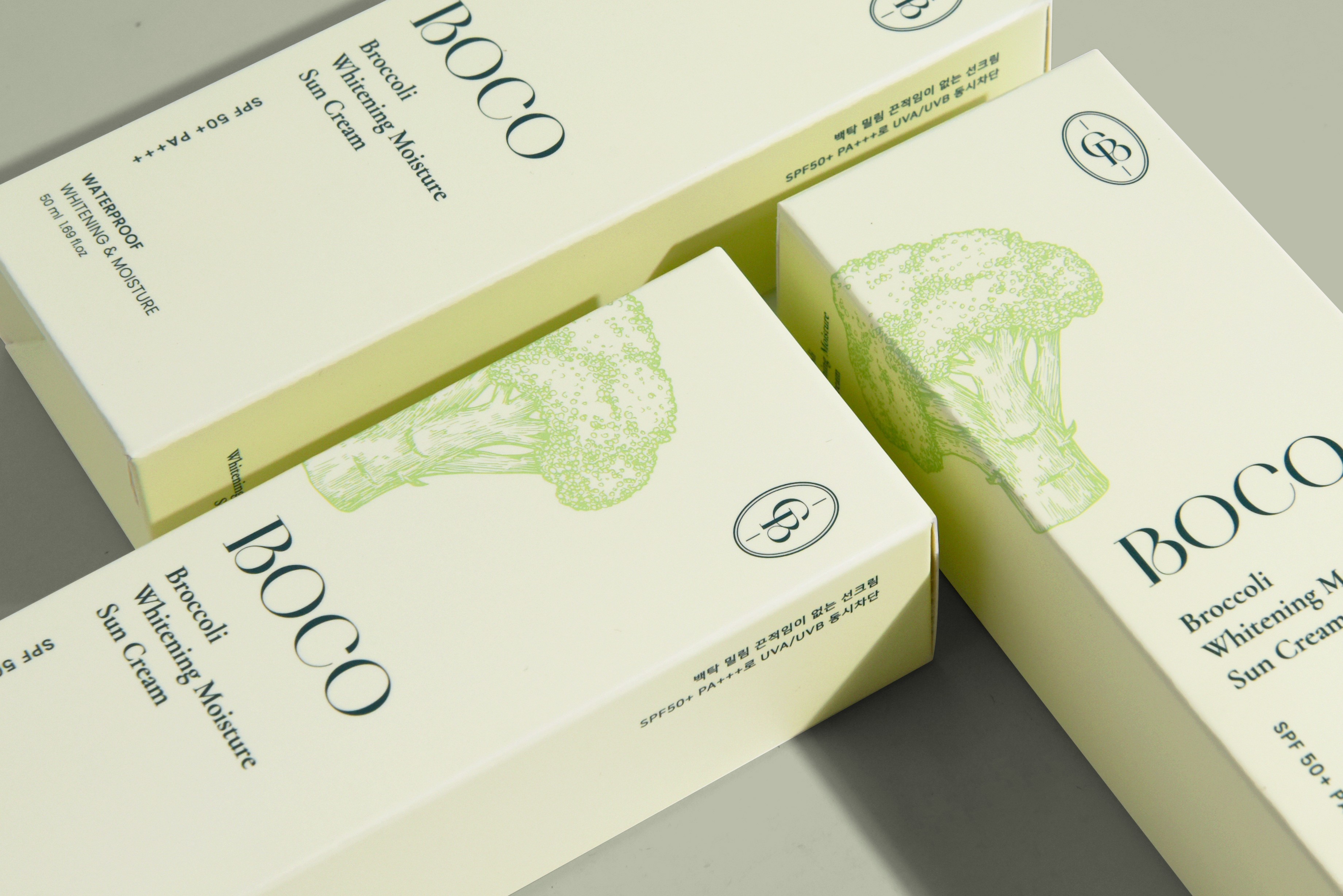보코 브로콜리 화이트닝 수분선크림 화장품 패키지 제작하여 2