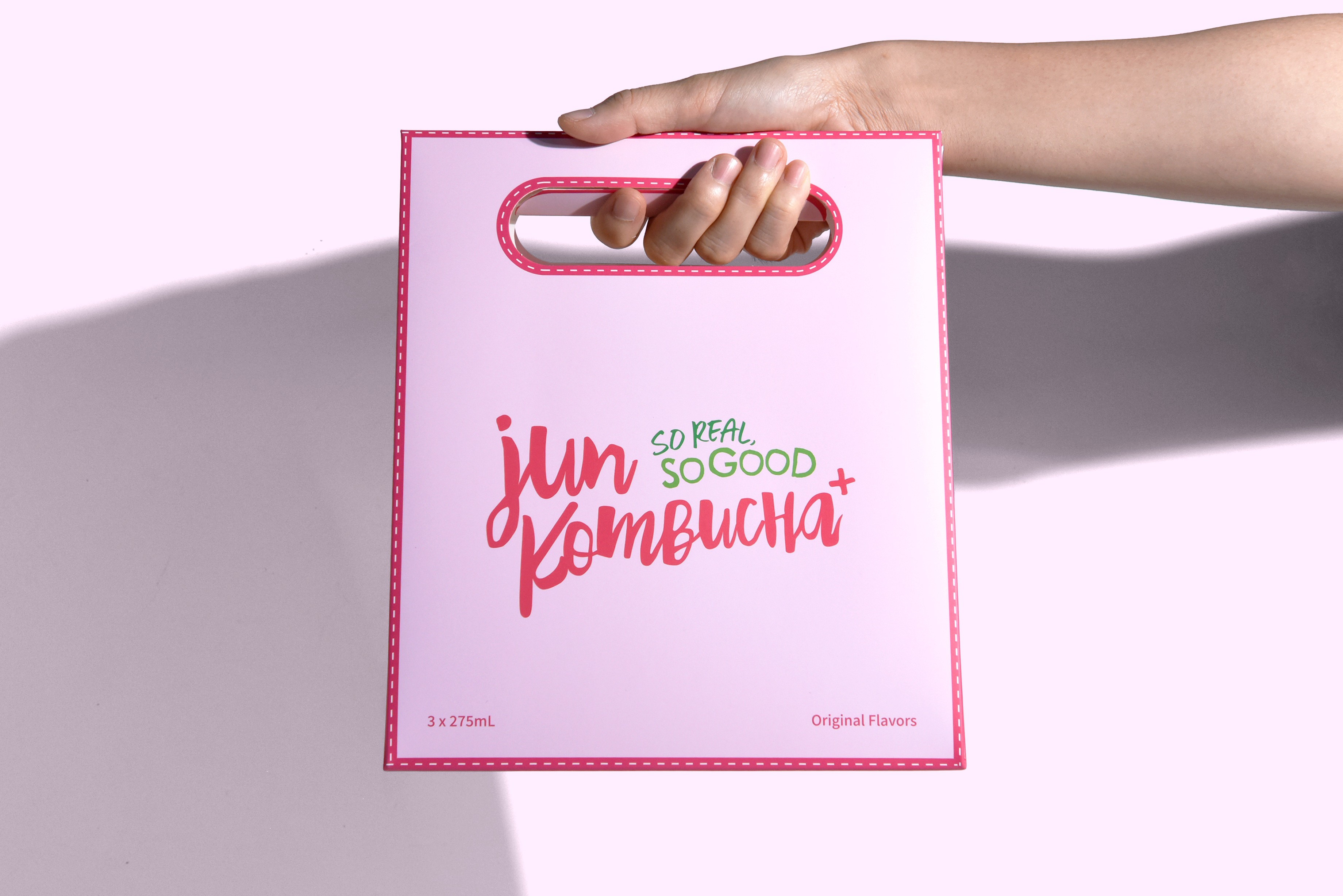 26도라인 준 콤부차 음료 식품 손잡이형 패키지 제작하여 1