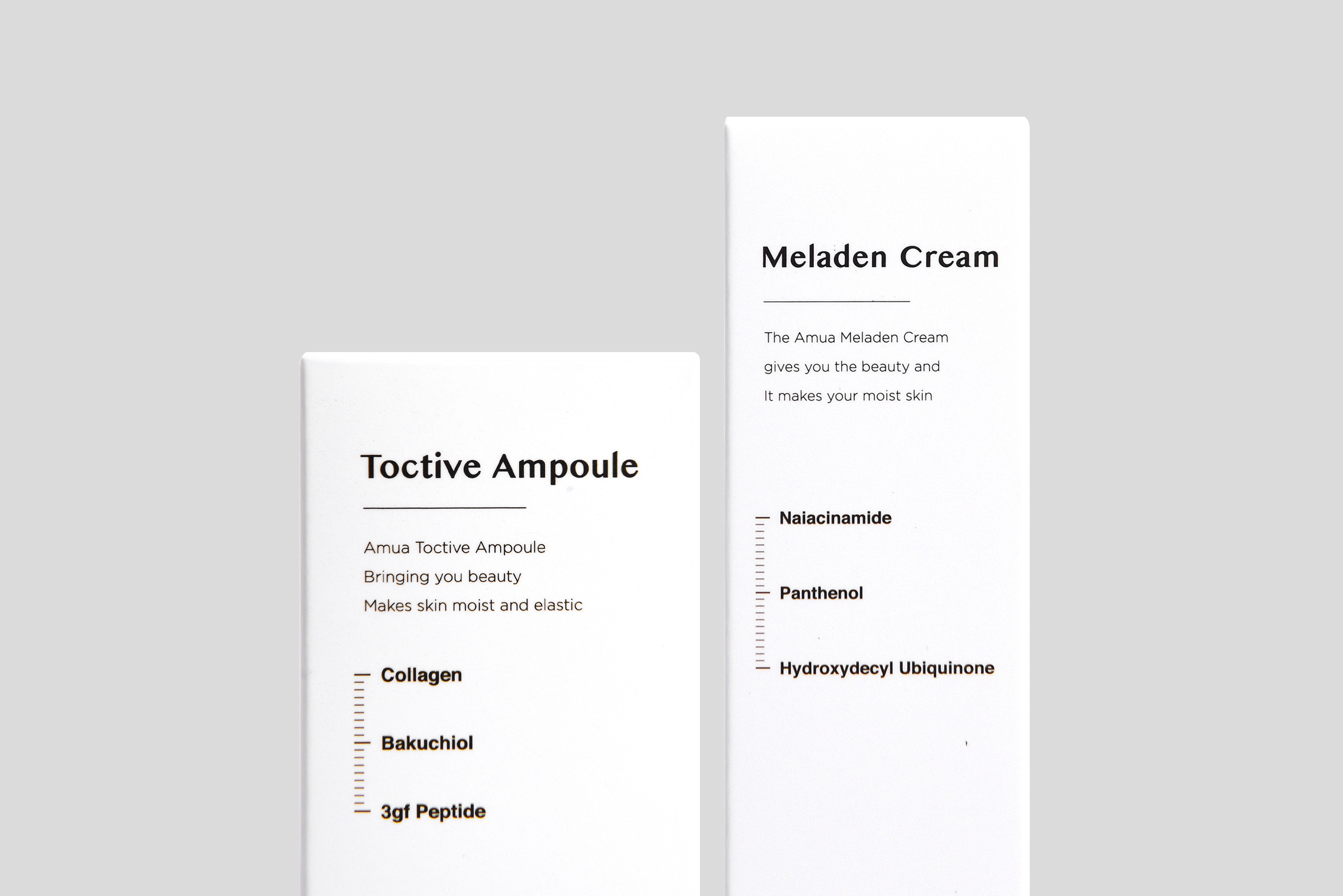 아무아 멜라덴 크림 및 톡티브 앰플 화장품 패키지 제작하여 3