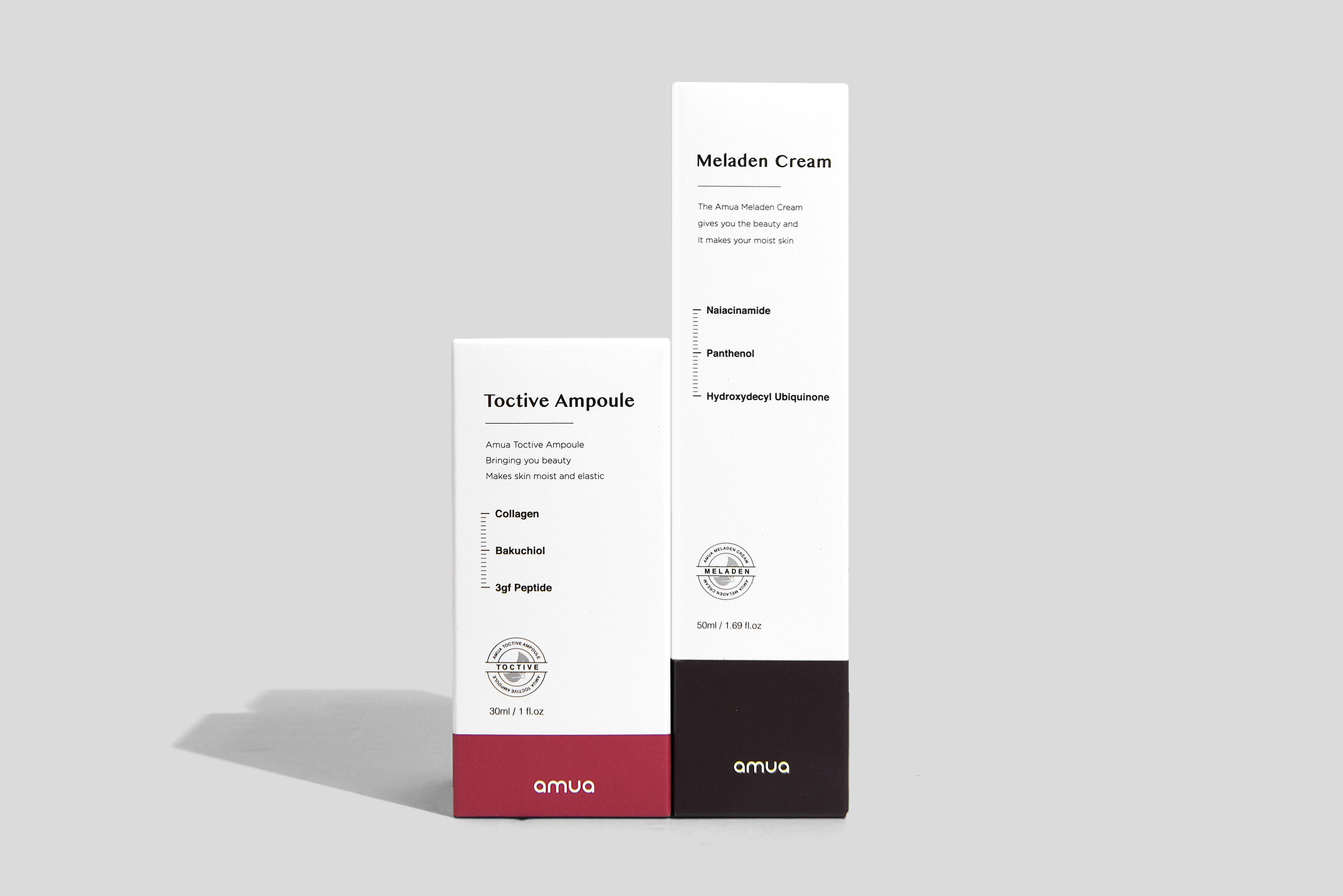 아무아 멜라덴 크림 및 톡티브 앰플 화장품 패키지 제작하여 4