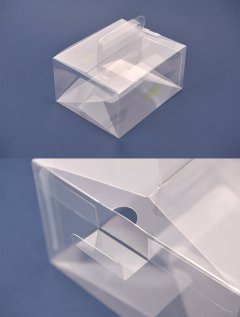 제이온 손잡이형 투명 PET 패키지 박스샘플을 간략적으로 보여주는 사진